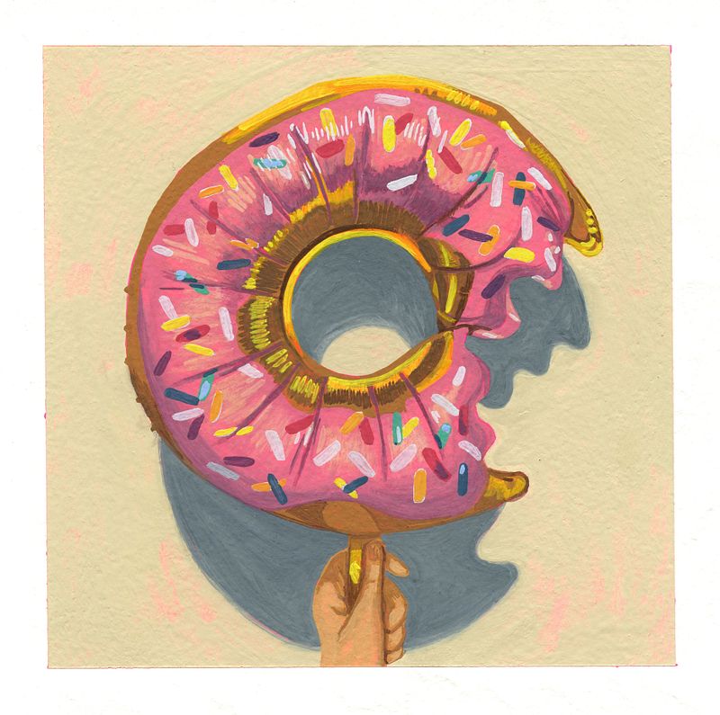 Donut Balloon - Gouache Painting
