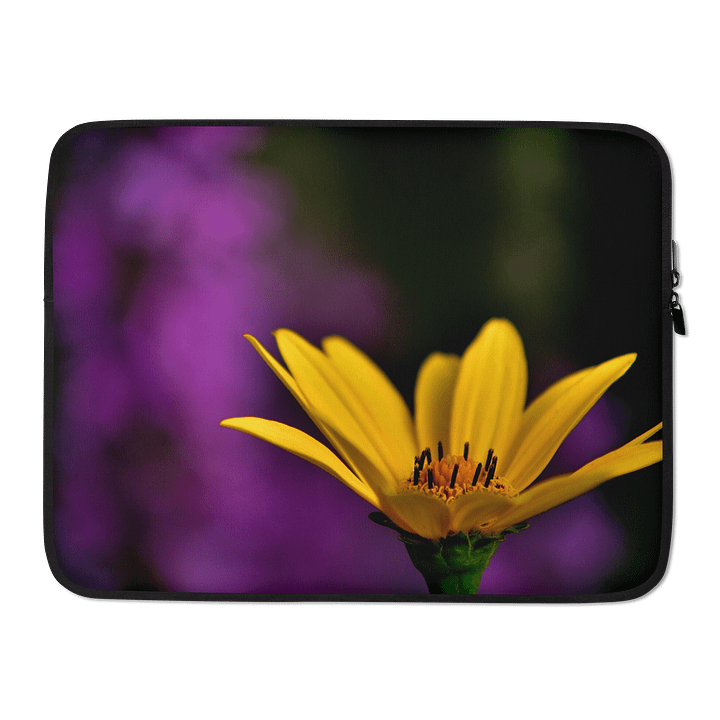 Laptoptasche - leuchtend gelbe Blüte vor violettem Hintergrund product image (2)