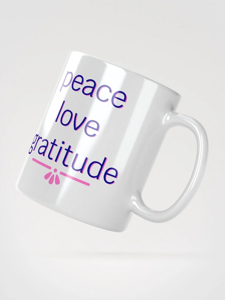 Peace Love Gratitude Navy and Pink Ceramic Mug product image (3)