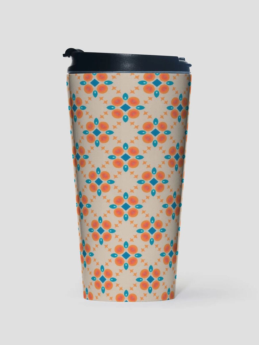 Cream Orange & Blue Diamond Floral Travel Mug product image (1)