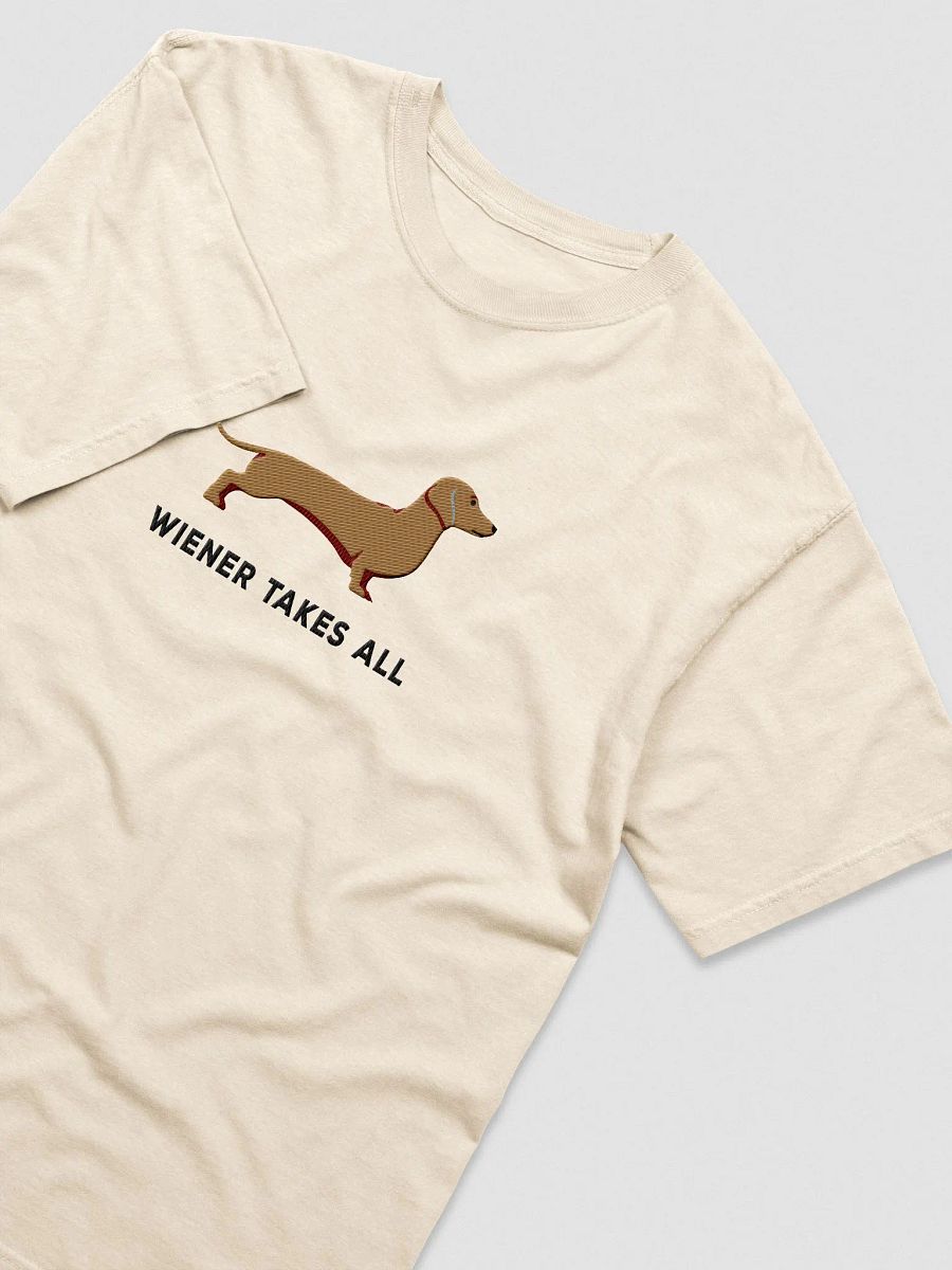 Wiener Takes All T-Shirt(Embroidered) of a Dachshund(Tan) product image (10)