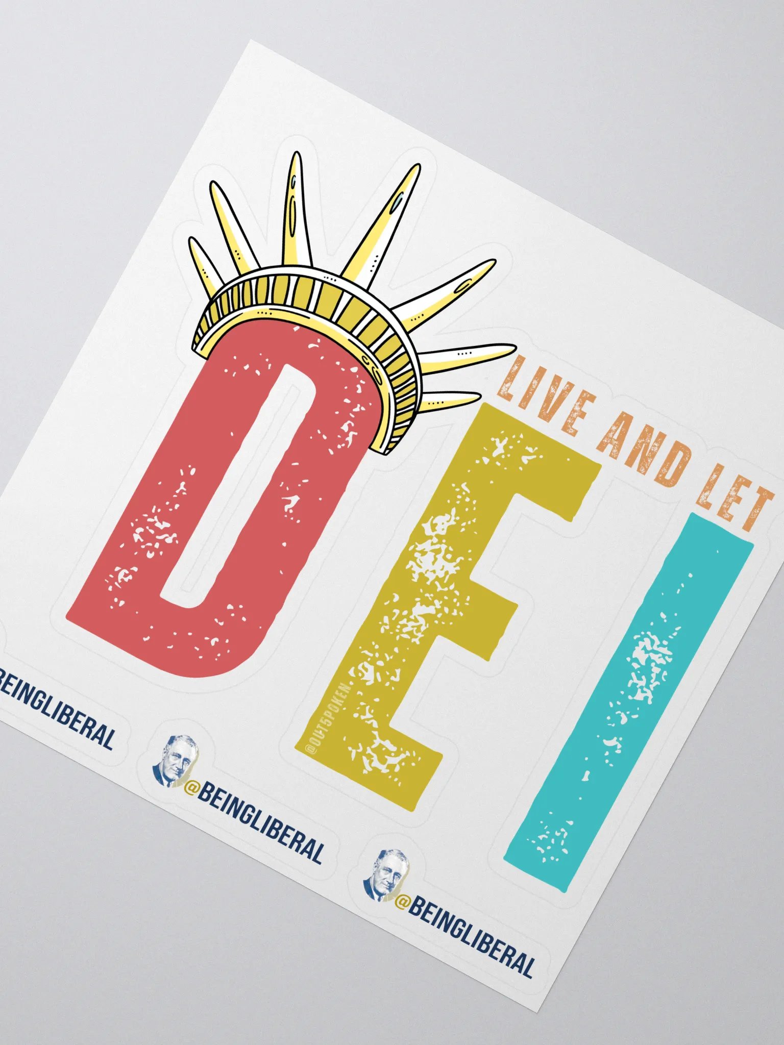 Live and Let DEI Statue of Liberty Oversized Sticker Bright - Being Liberal product image (2)