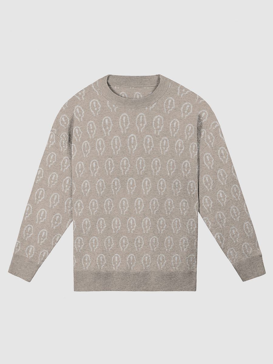 EXCLAIMING MENTALLY (repeating design, duotone tan) relaxed knitwear crewneck product image (3)