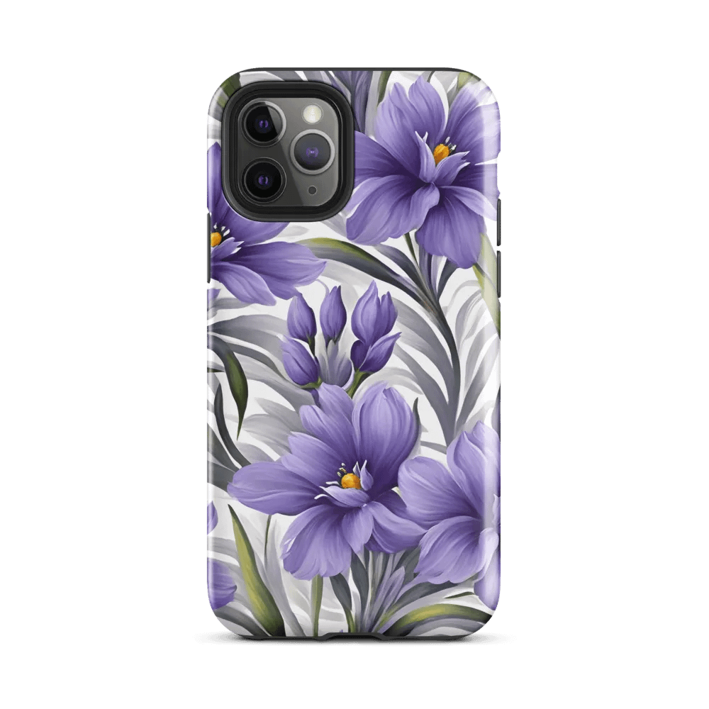 Tough Phone Case for iPhone® - Purple Flowers on a White Background product image (2)