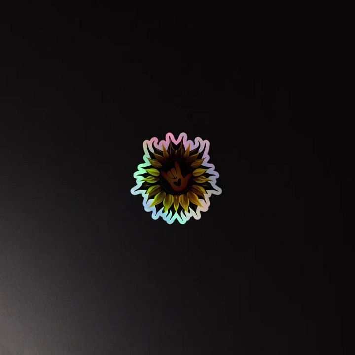 ASL Love Sunflower Holographic Sticker Sheet product image (4)