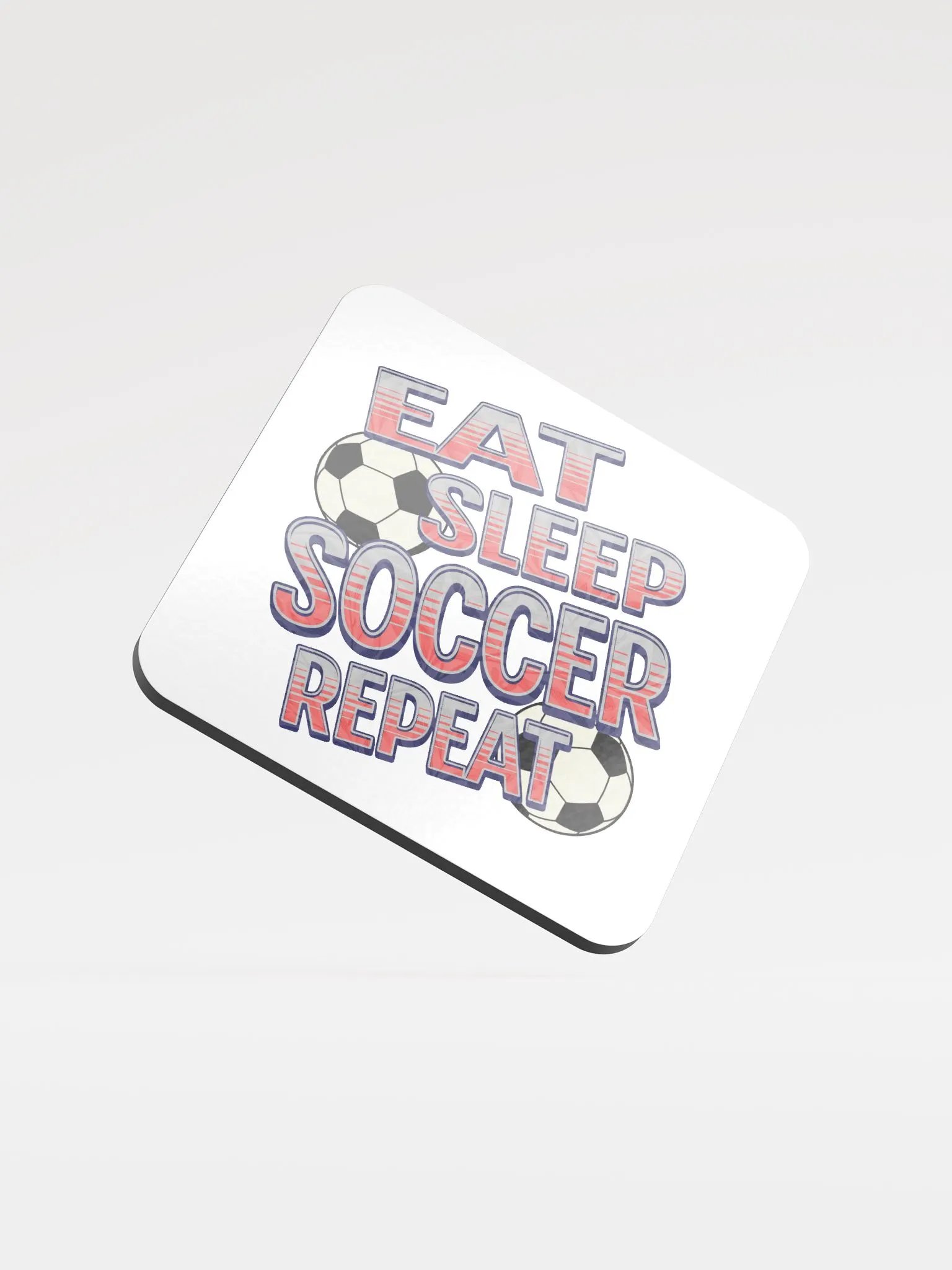 Eat Sleep Soccer Repeat Angle Fanatic Glossed Cork Coaster product image (2)