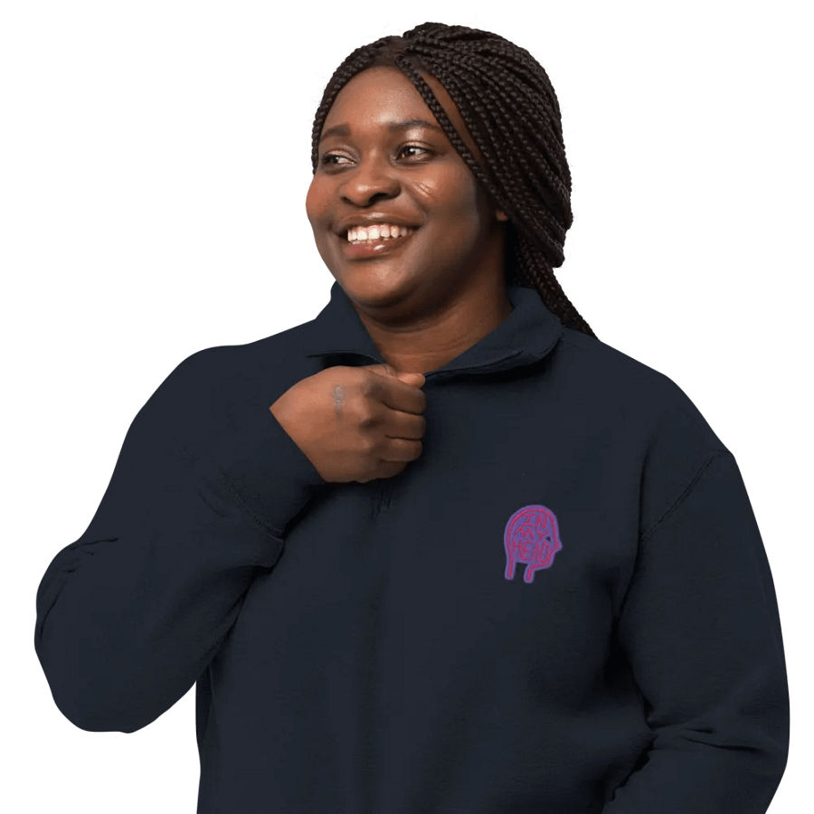 In My Head (berry design) embroidered quarter zip product image (13)