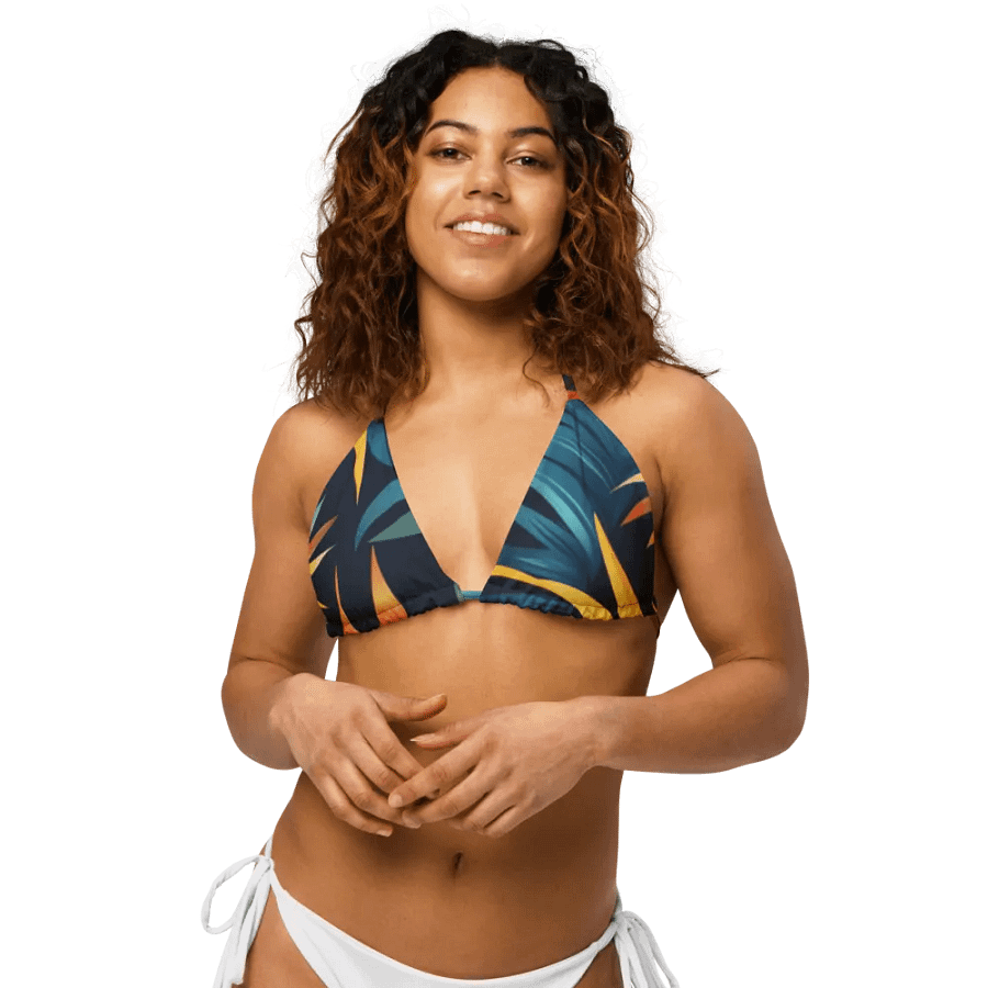 Tropical Flow Swim All-Over Print Recycled Padded String Bikini Top. product image (6)