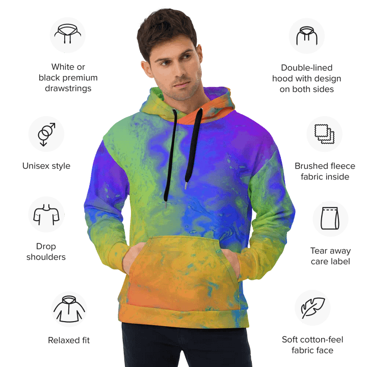 Rainbow Abstractions Unisex Pull On Hoodie product image (2)