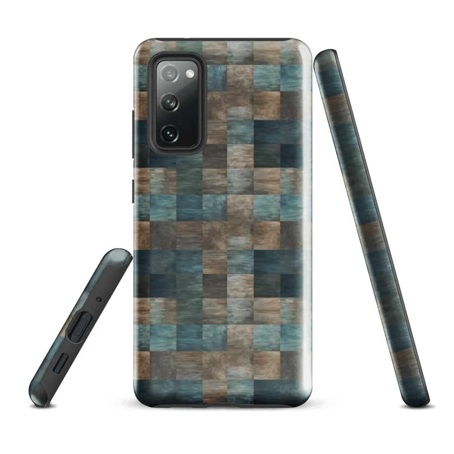 Tough Phone Case for Samsung® - Blue and Brown Checkered Pattern product image (1)