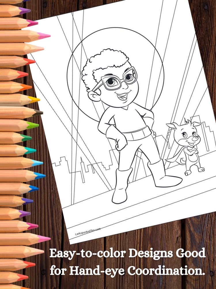 Hero Kids and Cute Aliens Printable Coloring Pages for Children product image (6)