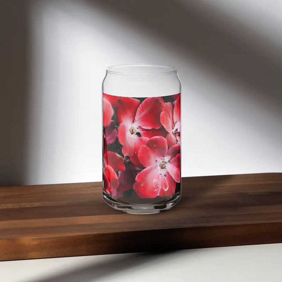 Bright Red Flowers Can Shaped Glass product image (35)