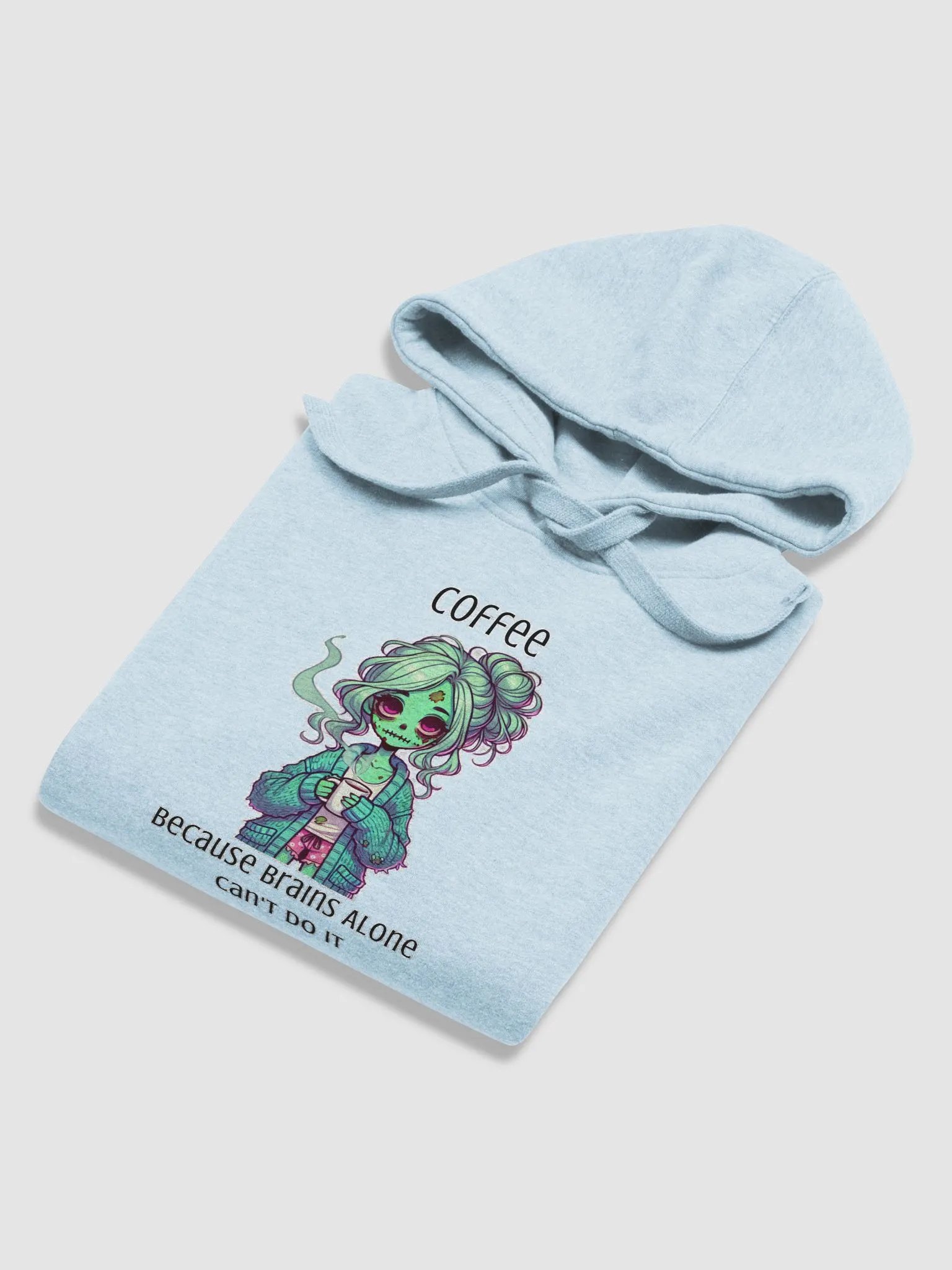 "Coffee, Because Brains Alone Can't Do It" Cozy Zombie Hoodie product image (7)