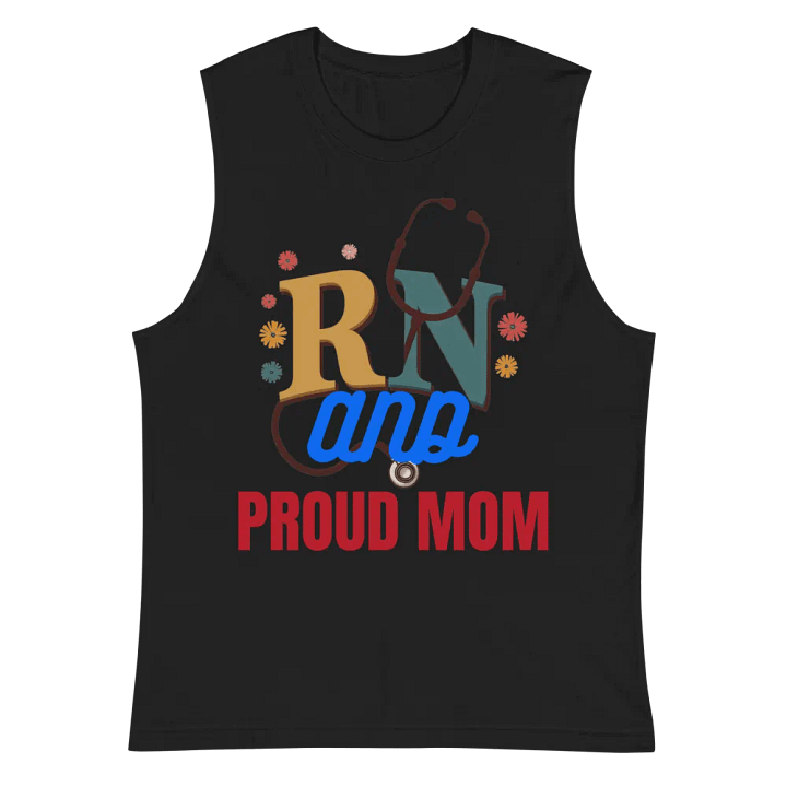 RN and PROUD MOM Floral Muscle Tank product image (3)
