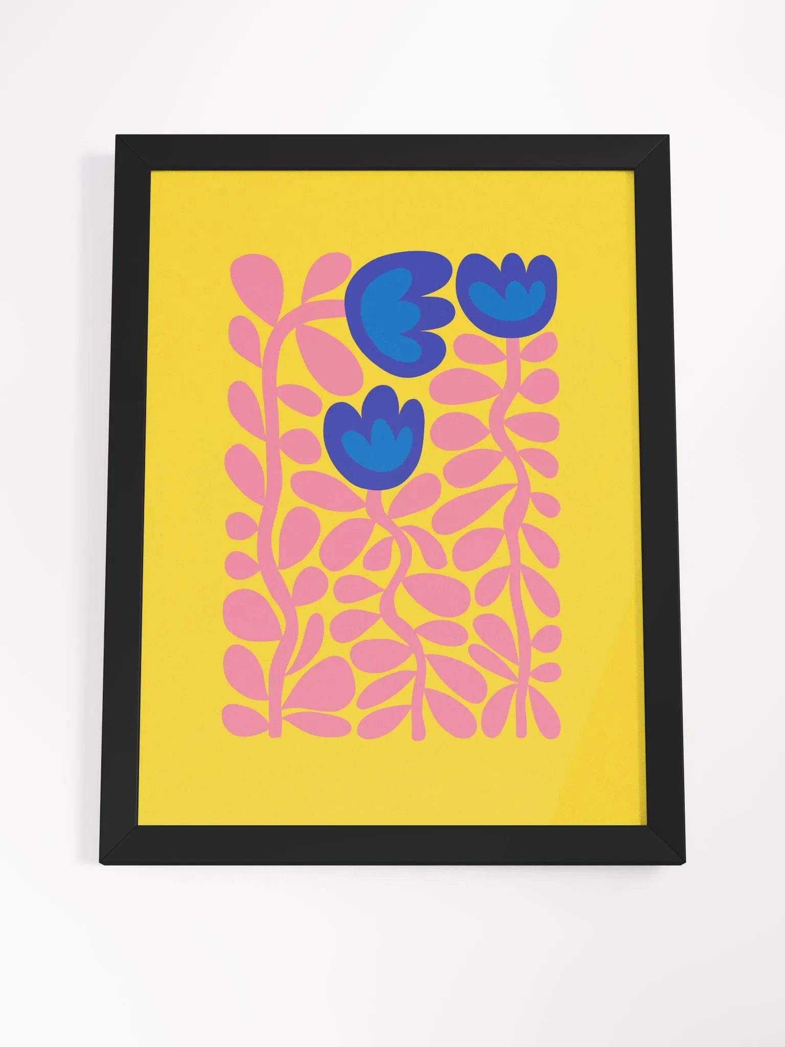 Amidst pink leaves, the blue flowers shone - Framed Poster product image (4)