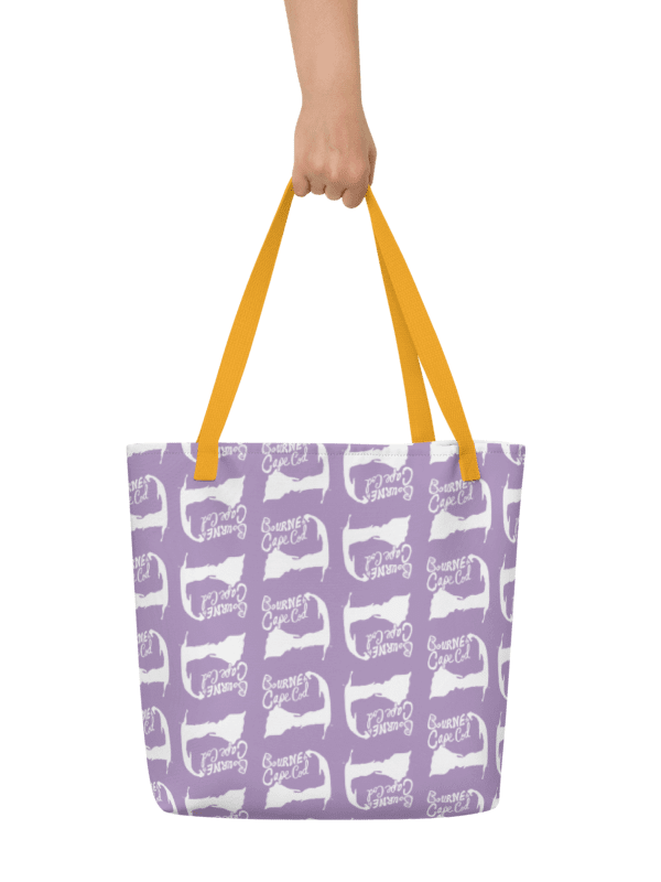 BOURNE to Cape Cod™ | Large Tote Bag with Pocket | Coastal Classic | All-Over Logo Print | White Logo Repeat on East Side Lavender product image (1)