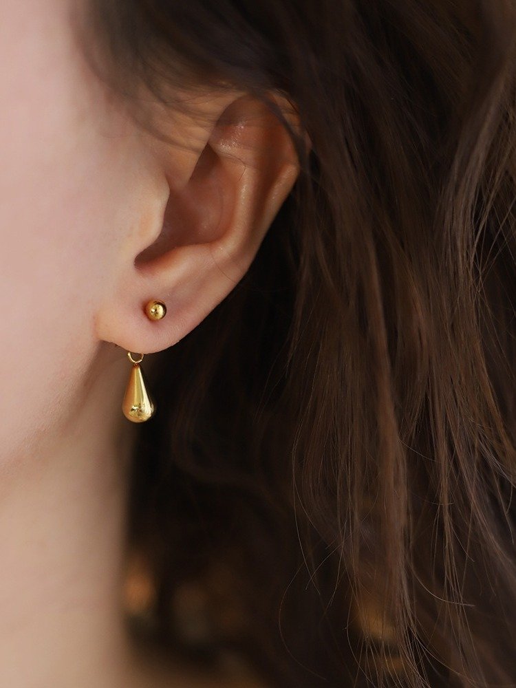 Teardrop Dangle Stud Earrings | 18K Gold Plated product image (12)
