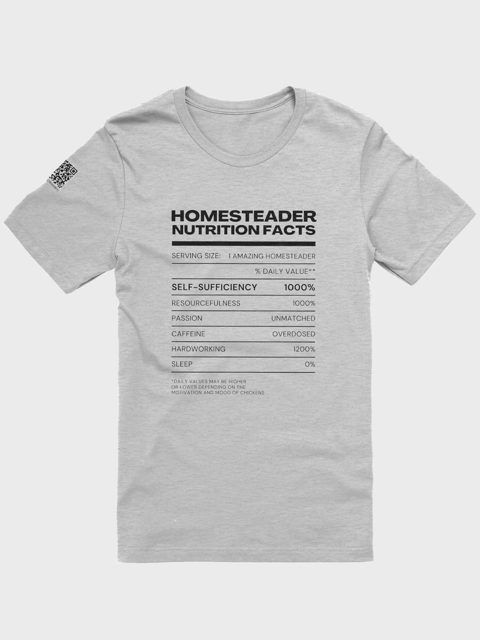 Homestead Nutrition Facts T-shirt (Black Text) product image (1)
