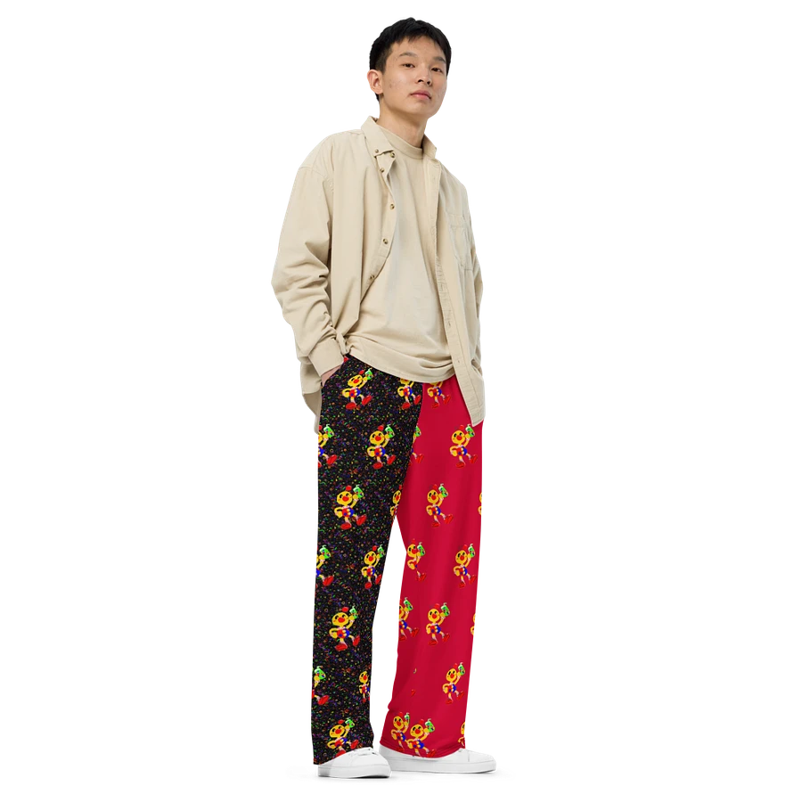 Split Red and Arcade All-Over Boyoyoing Unisex Wide-Leg Pants product image (2)