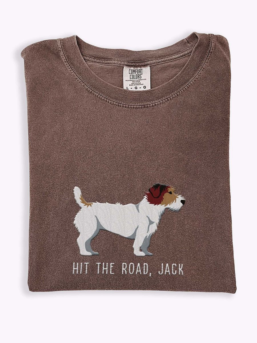 Hit the Road, Jack T-Shirt(Embroidered) of a Jack Russell Terrier(Sable, Rough Coat) product image (1)