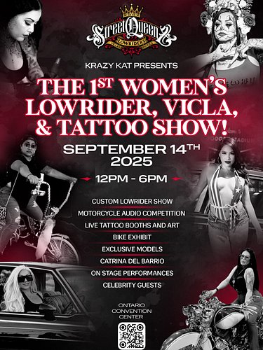Next Sunday SEP 14th THE FIRST WOMEN’S  LOWRIDER, VICLA, & TATTOO SHOW 🔥@streetqueenzevent presented by @kat_thebikerchick go...