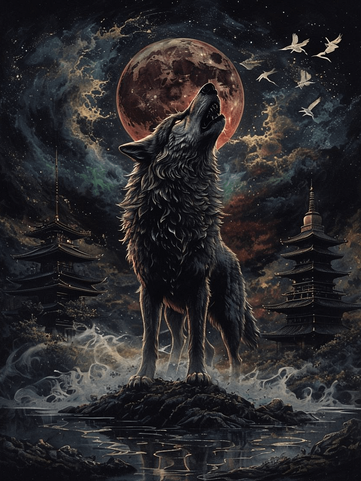 Mystical Howling Wolf Framed Poster product image (1)