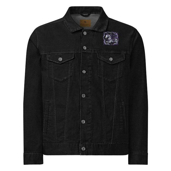 Midnight Veil Designs Gothic Unicorn Denim Jacket - Black Denim (S-2XL) product image (1)