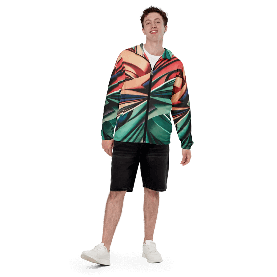 Abstract Geometric Unisex Windbreaker in Vibrant Colors (XS-3XL) product image (5)