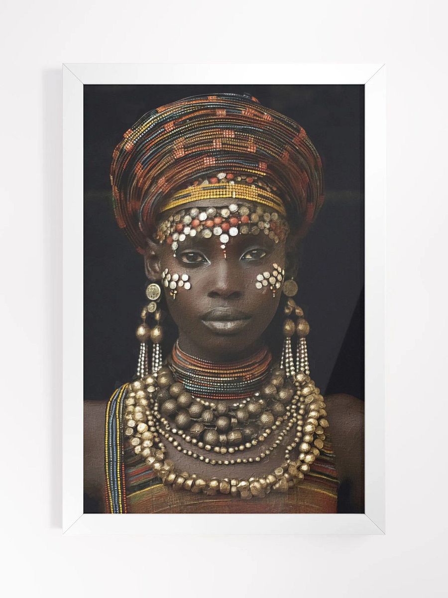 African Woman in Traditional Head Dress, Multi-Colored Jewelry Poster Print, Framed product image (14)