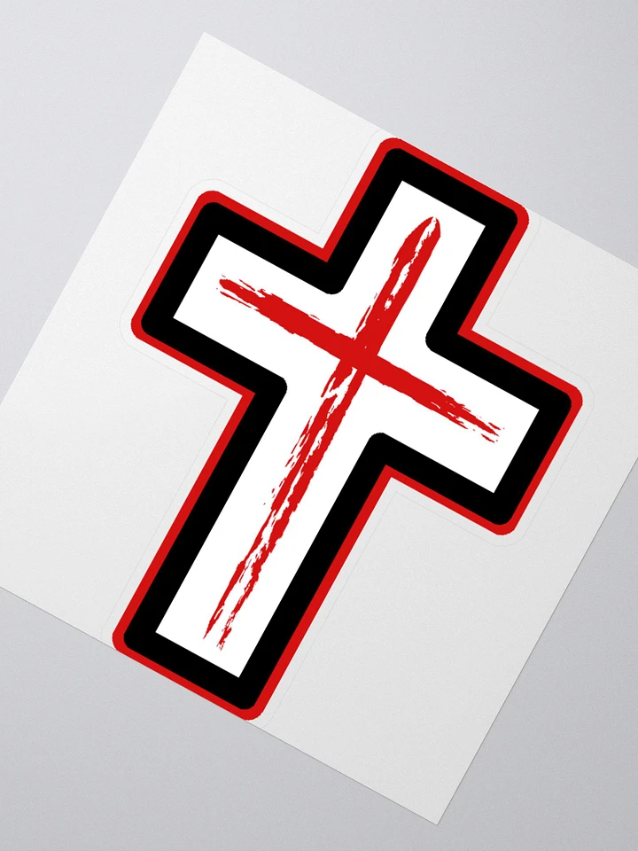 Red & White Cross With Boarder Sticker product image (1)