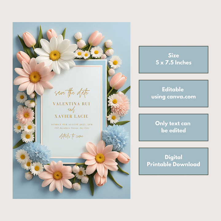 Beautiful Save The Date Card - Dizynai (DSD-09) product image (2)