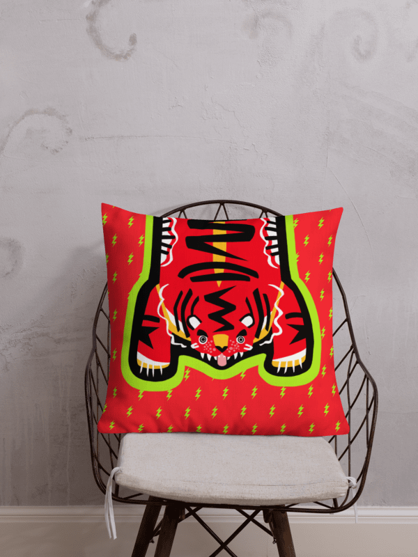 Red Electric Tiger on Red - Pillow - 3 Size Choices product image (1)