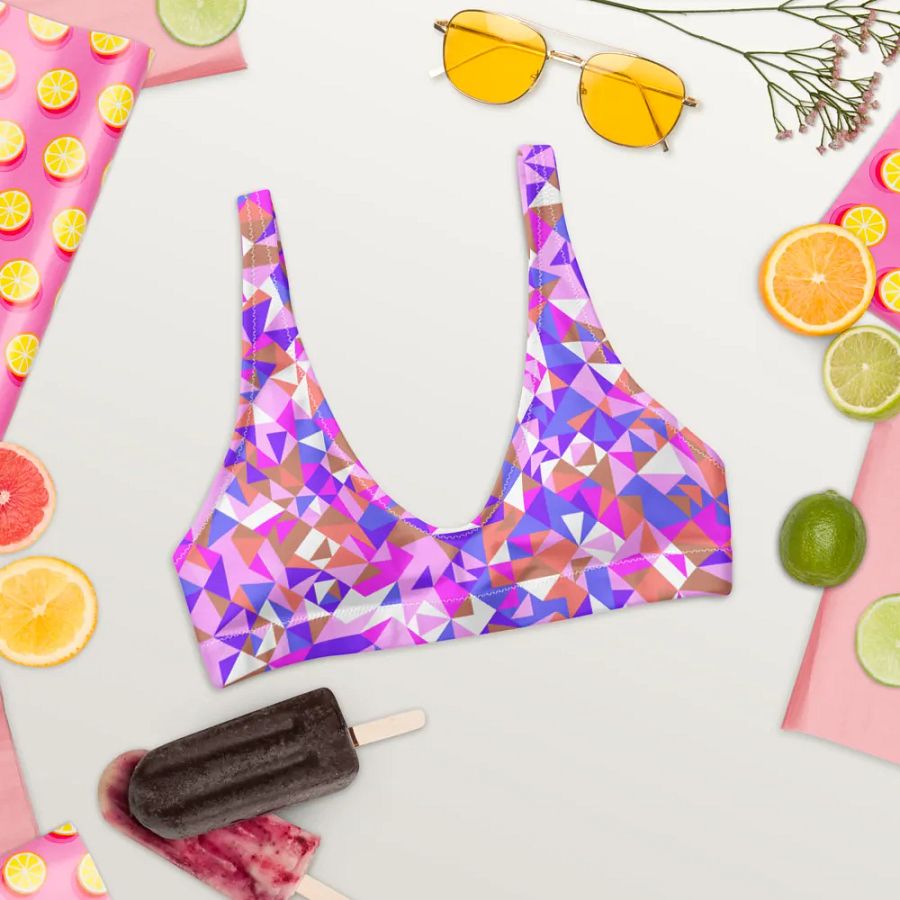 Colorful Vector Patterns Design Padded Bikini Top - v6 product image (6)