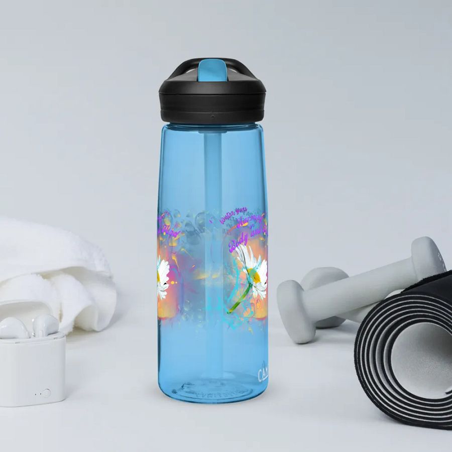 Camelback water bottle Camelback water bottle with beautiful swirly blue water drops  featuring ' This water gives Harmony in Body and Mind