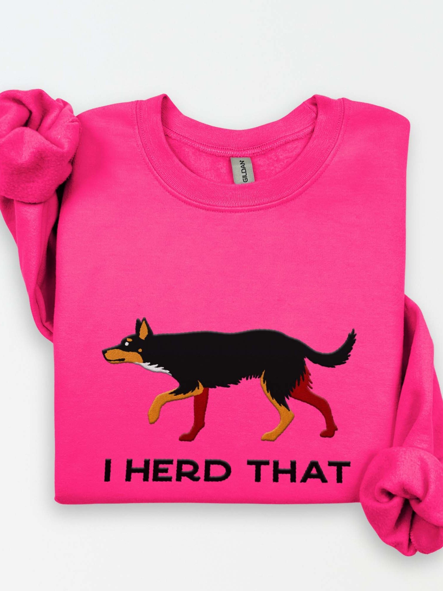 I Herd That Sweatshirt (Embroidered) of an Australian Kelpie(Black & Tan) product image (1)