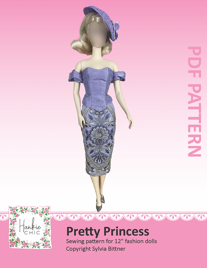 Pretty Princess sewing pattern for 12" fashion dolls product image (1)