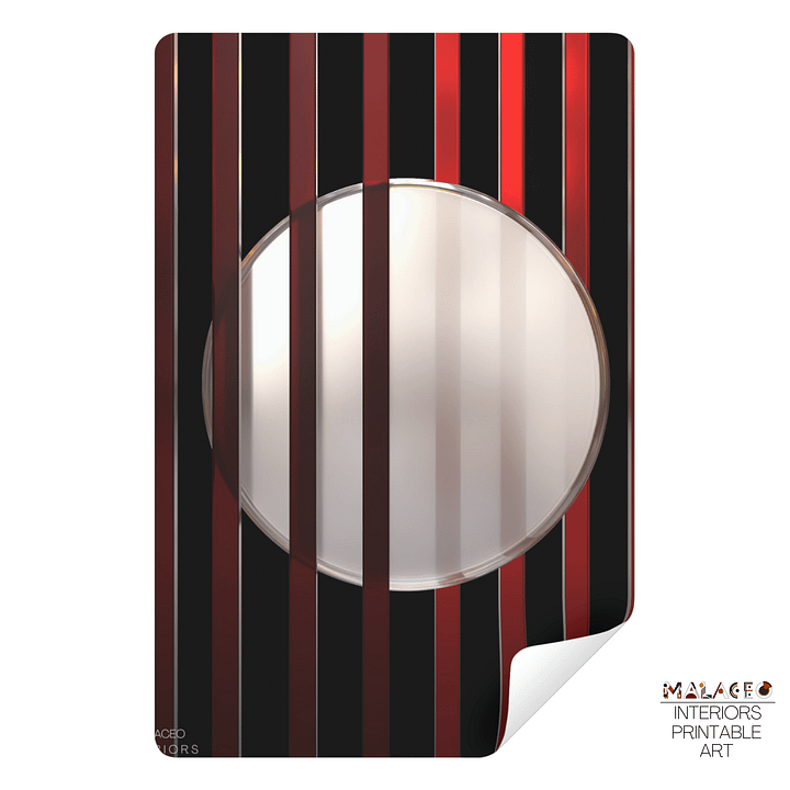 Minimalist 3D Digital Art: Red Lines White Circle on Black Background product image (2)
