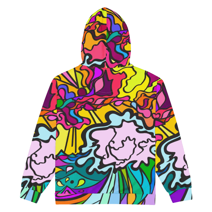 Vibrant Swirls Recycled Zip Hoodie - Wave at Sunset product image (2)
