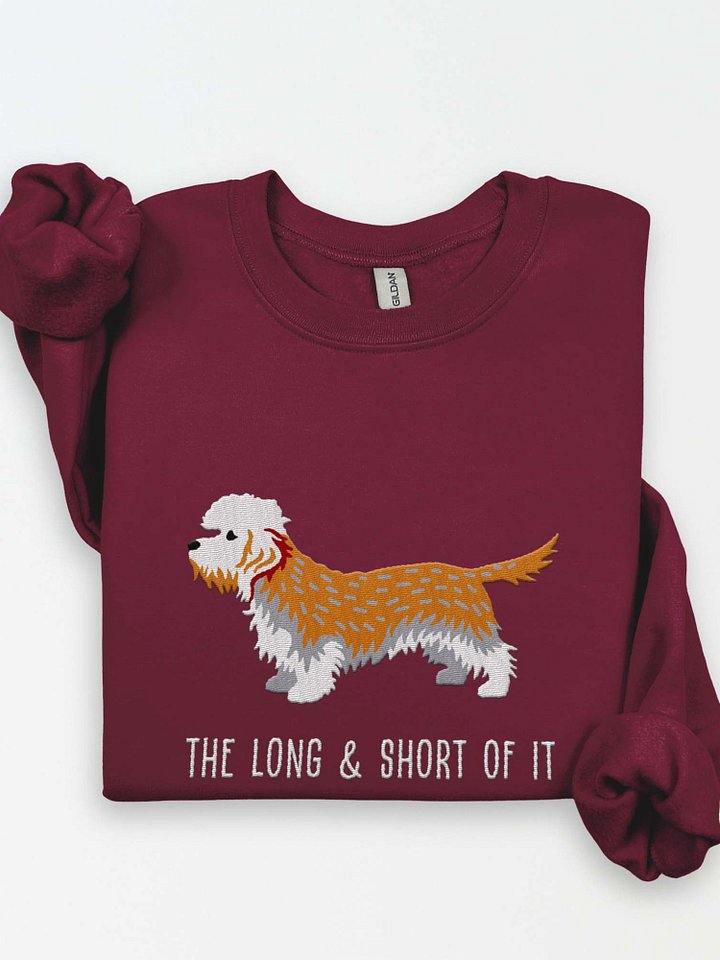 The Long & Short of It Sweatshirt (Embroidered) of a Dandie Dinmont Terrier(Mustard) product image (1)