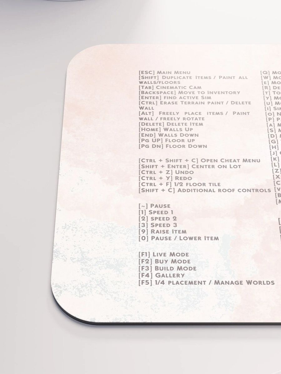 Pink Cloud Sims Hotkeys Mousepad product image (7)
