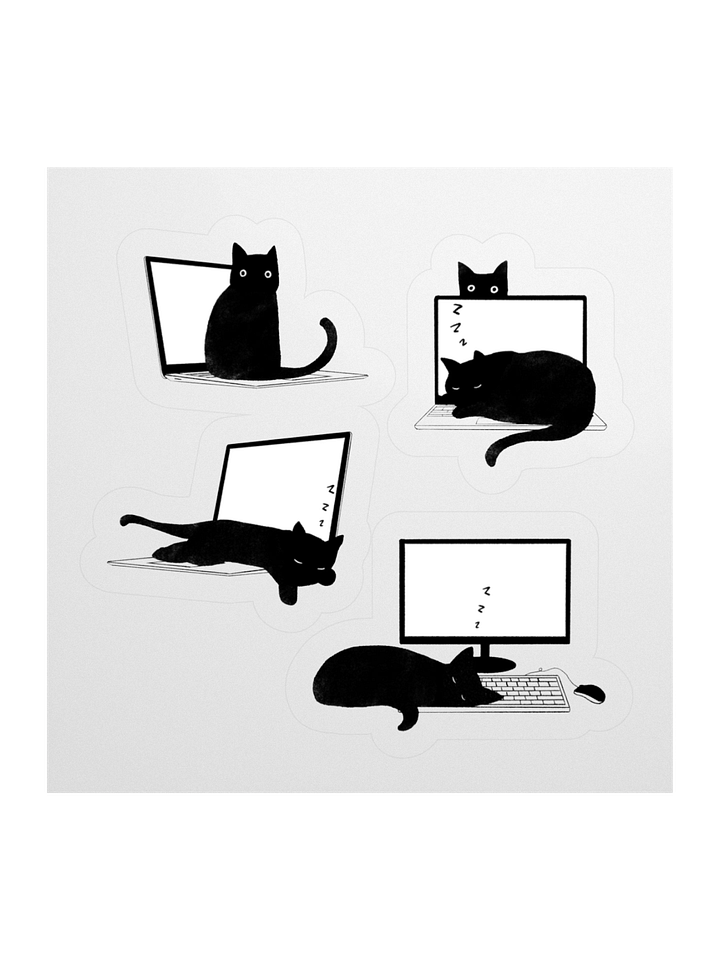 Cats Sleeping on Laptops Stickers product image (1)