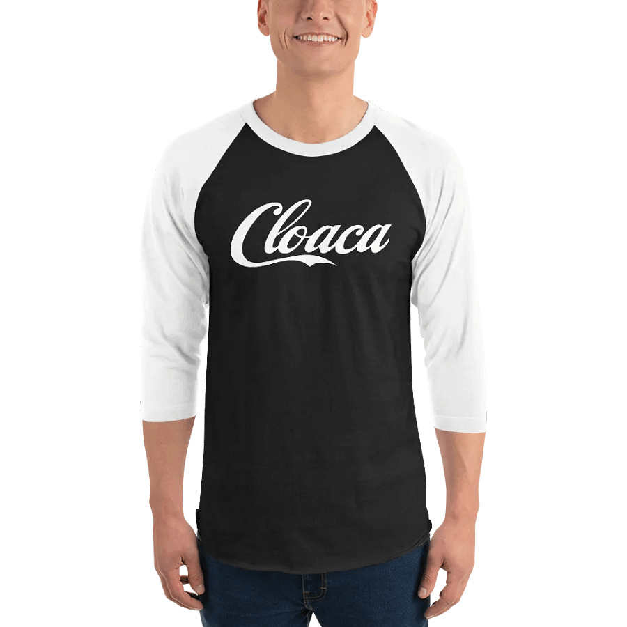 Cloaca Cola raglan (white text) product image (3)
