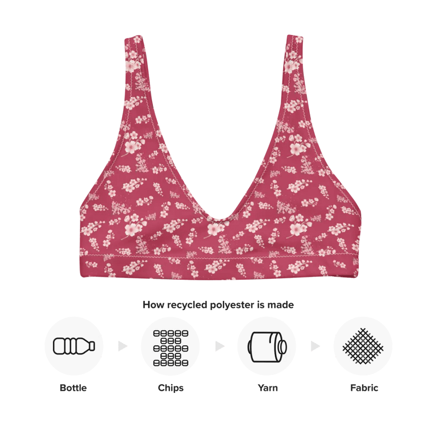 Cherry Blossoms on Magenta Eco-Green Padded Bikini Top product image (9)