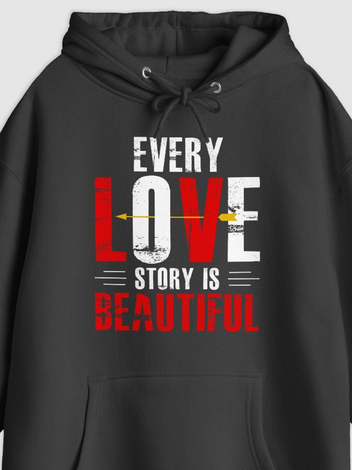 Every Love Story is Beautiful Hoodie (Front Only, White Text) product image (1)
