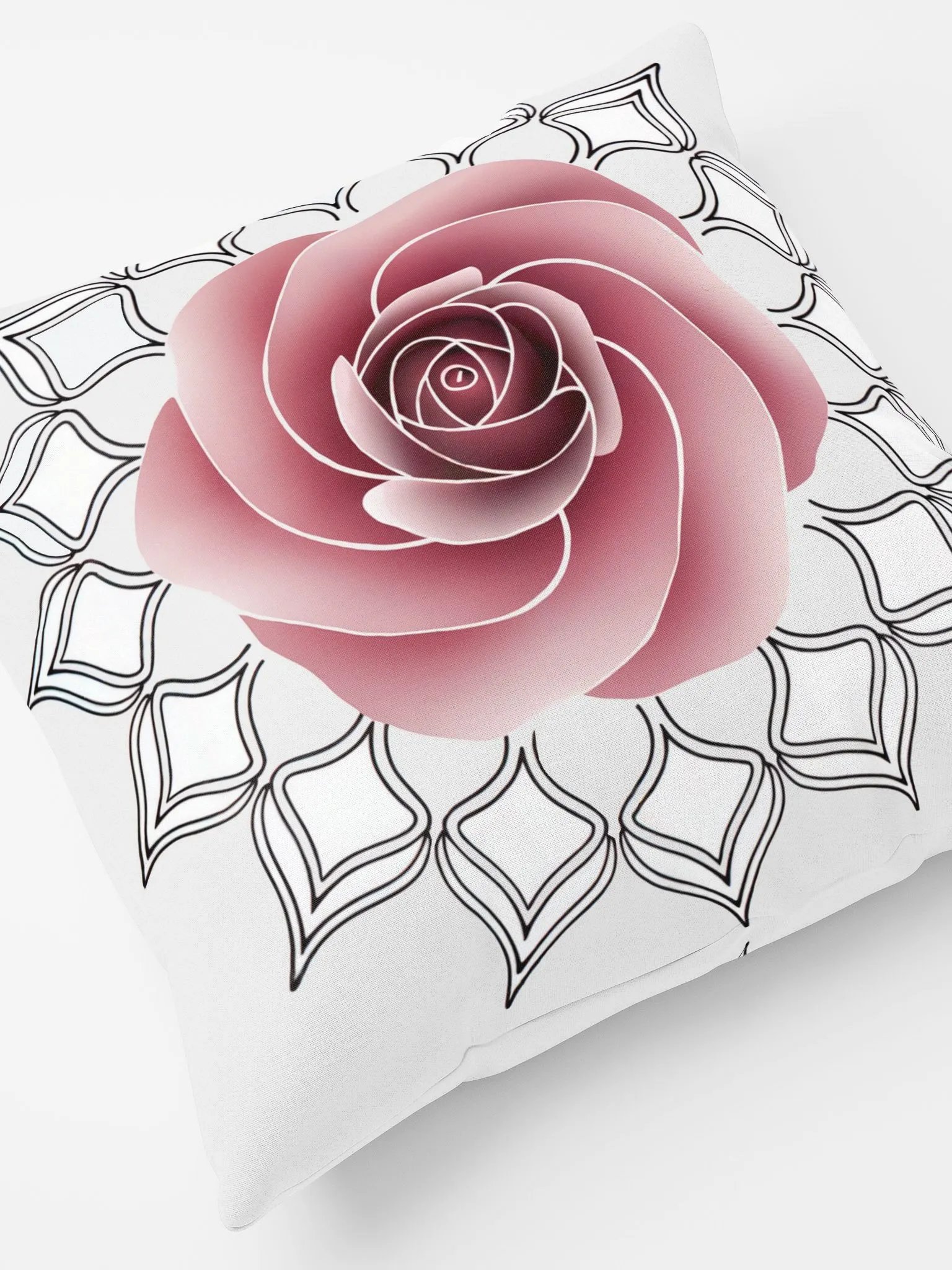 Rose Flower Mandala Throw Pillow - Decorative Floral Mandala Accent Cushion for Living Room & Bedroom product image (4)