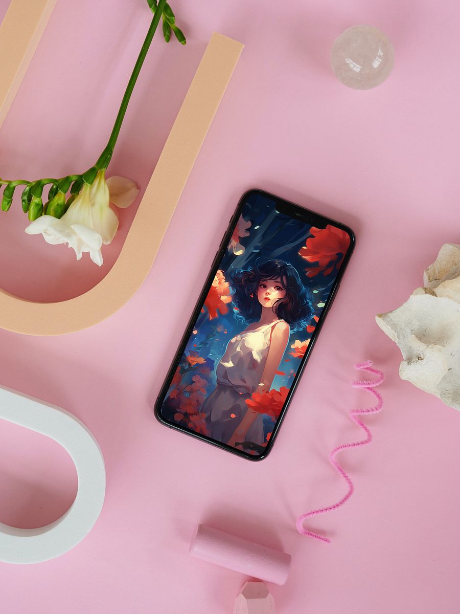 Girl And Flower | Anime Girl | Phone Wallpaper product image (10)