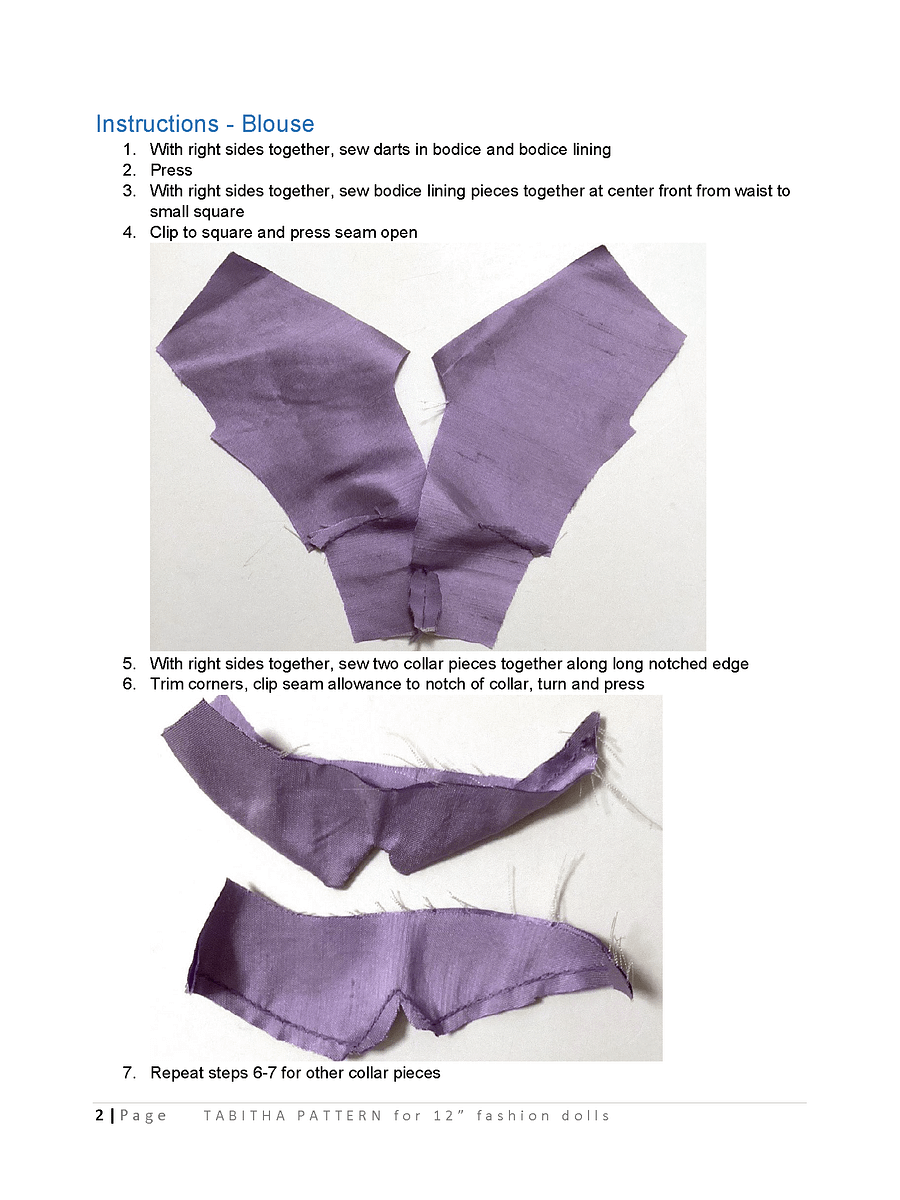 Claudette sewing pattern for 12" fashion dolls product image (3)