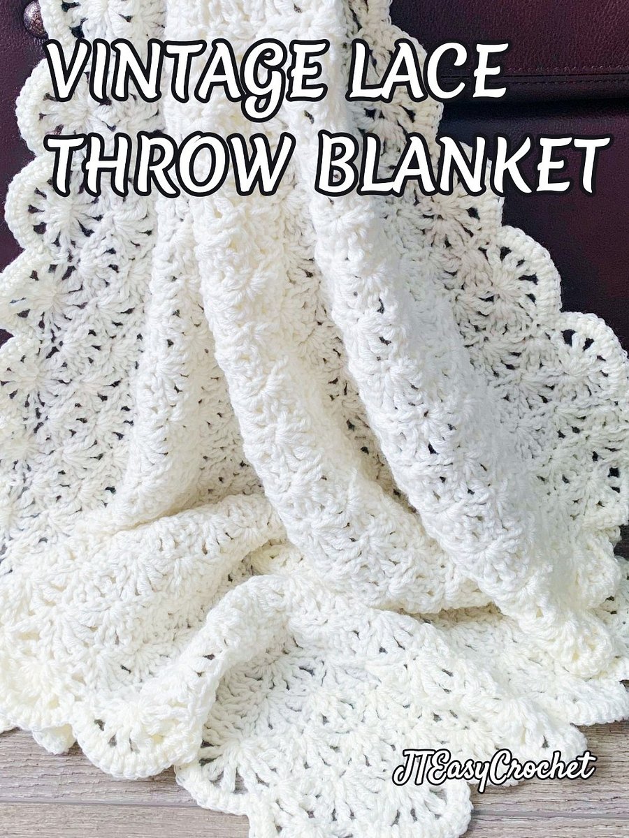 Retro Lace Throw Blanket Easy Crochet Pattern PDF Instant Download, Newborn Coming Home Carseat Stroller Cover Lap Afghan product image (8)