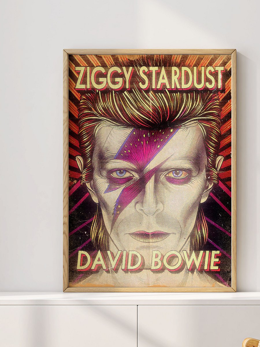 David Bowie Ziggy Stardust Poster – 70s Glam Rock Wall Art – Vintage Music Print for Retro Home Decor product image (4)