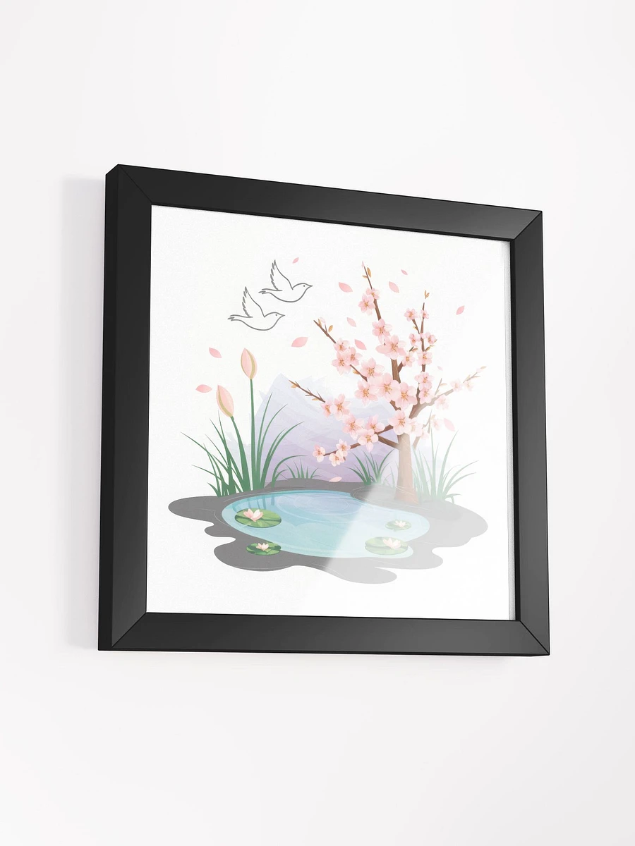 Cherry Blossom Pond Serenity Watercolor - Framed Poster product image (3)